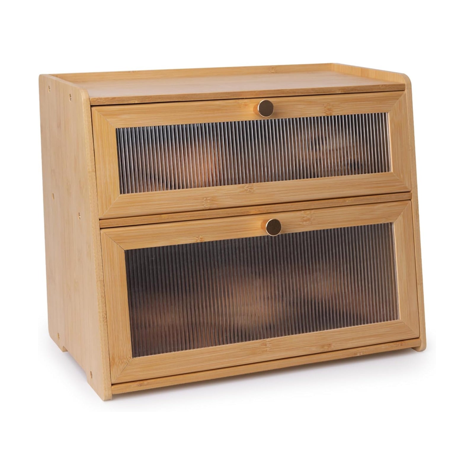 Bread Box with golden knobs Double Layer Vitamin Bottle Organizer | Grip Bottom; Great Looking; Metal Handle; Back