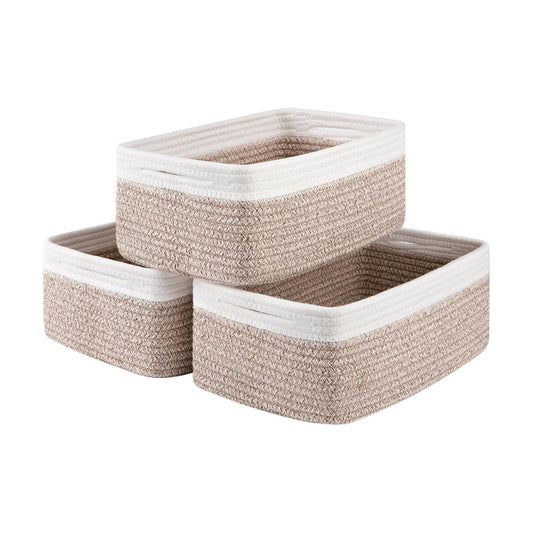 Woven Decorative Gift Baskets / Brown & White / /13''lx8.66''wx5.11''h / Set of 3