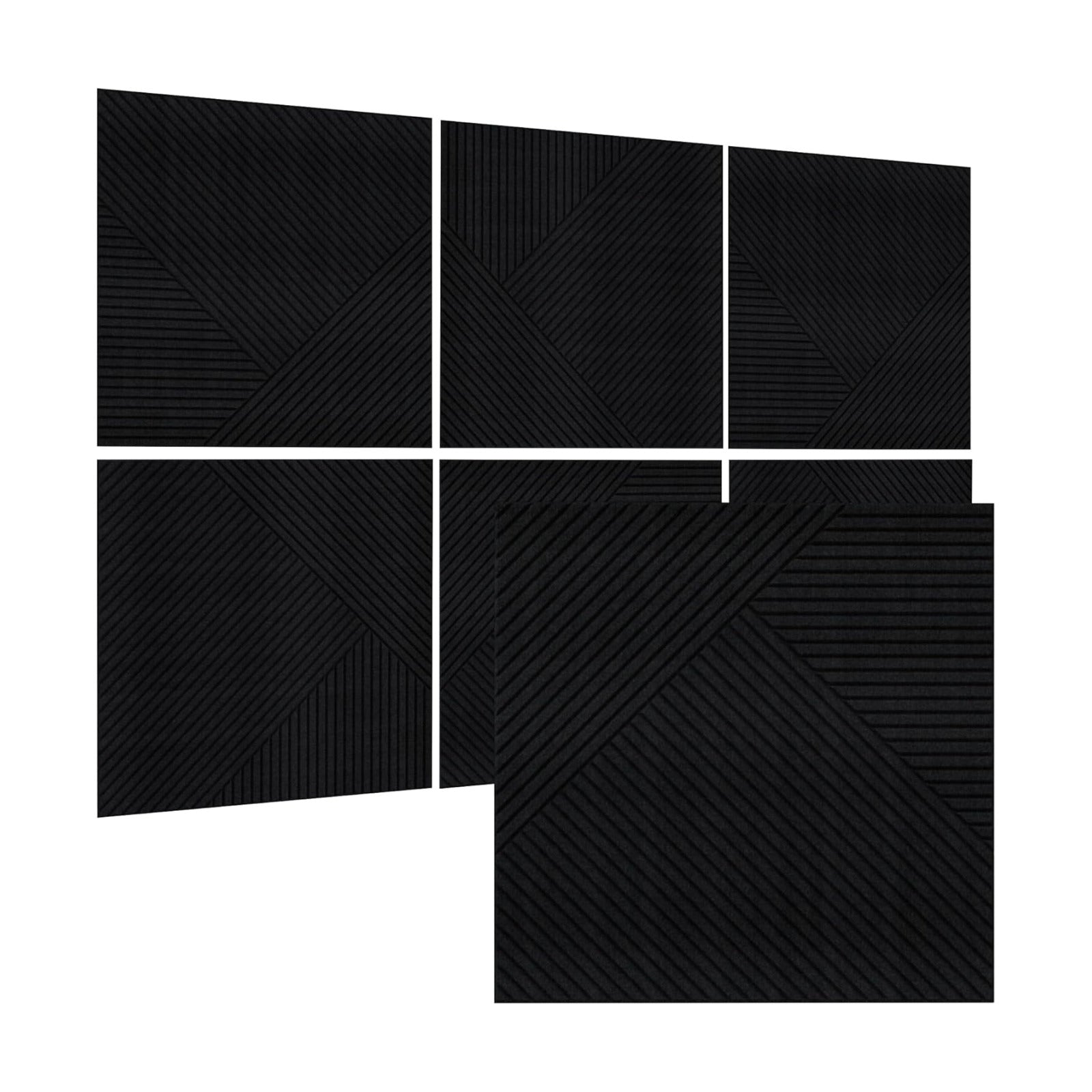 Self-Adhesive Sound Proof Panel 3D Decorative Wall / Black / Set of 6