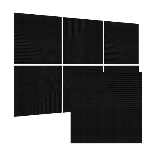 Self-Adhesive Sound Proof Panel 3D Decorative Wall / Black / Set of 6