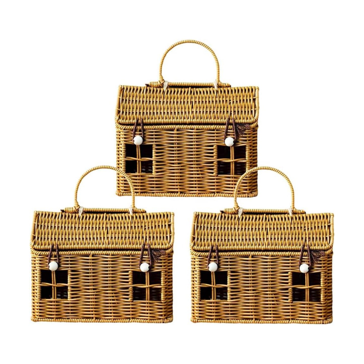 House-Shaped Wicker Basket / Set of 3