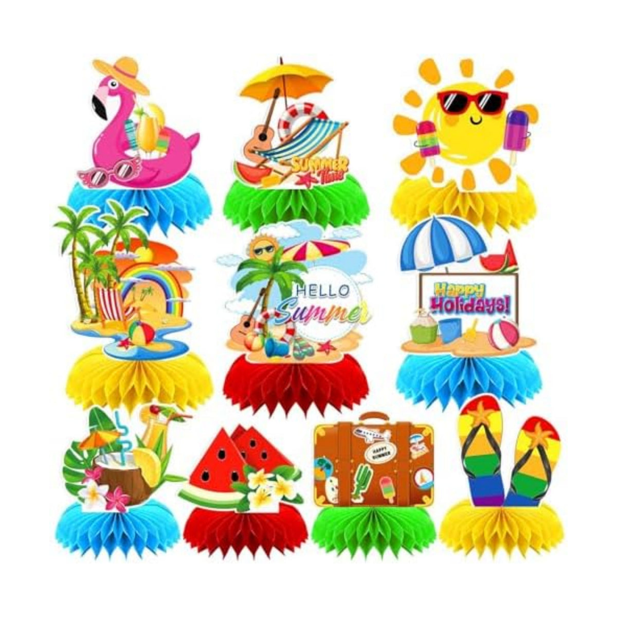 Summer Party Table Decoration, 10Pcs Hawaii Honeycomb Centerpieces