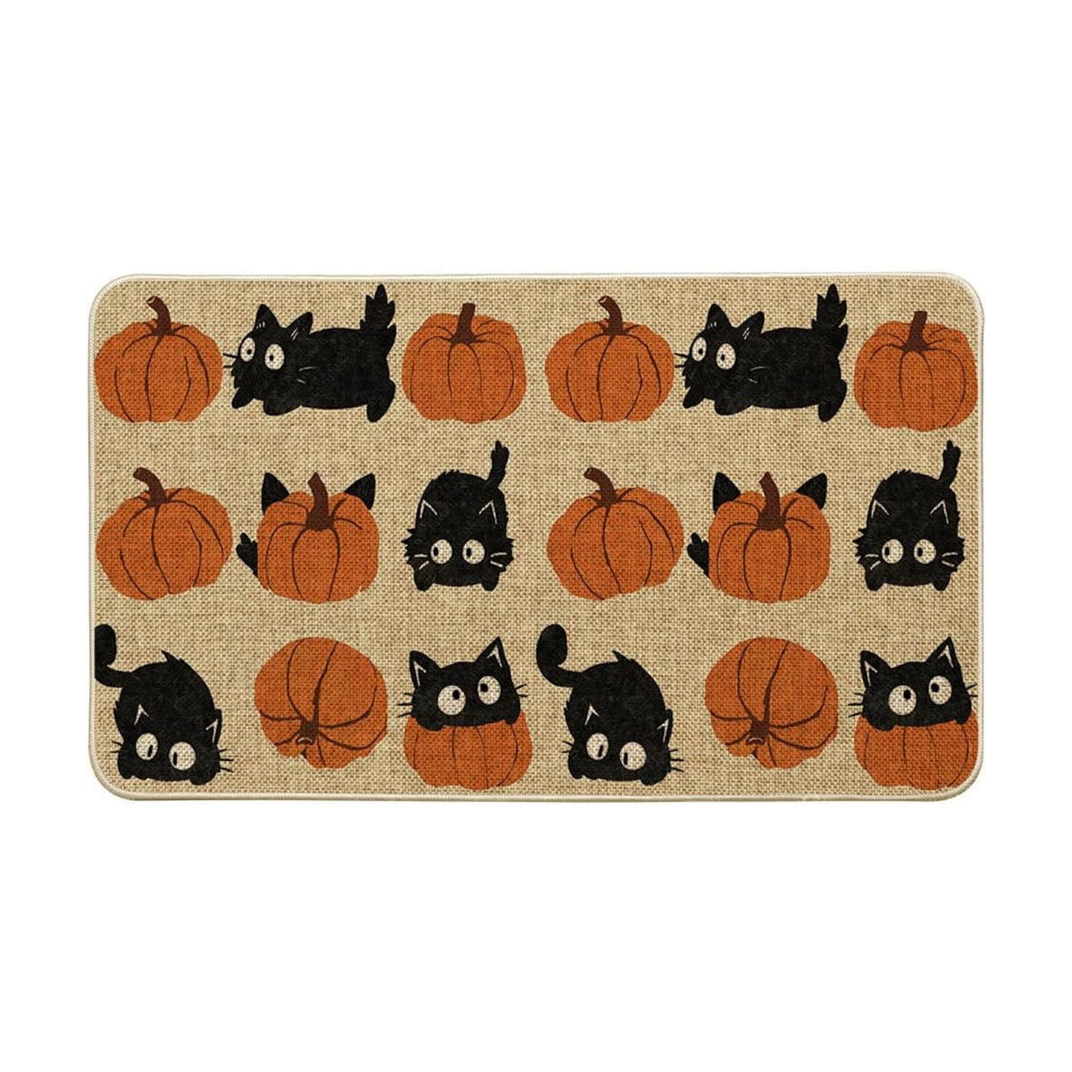 Artoid Mode Cute Pumpkin Balck Cat Fall Doormat 17x29 Inch