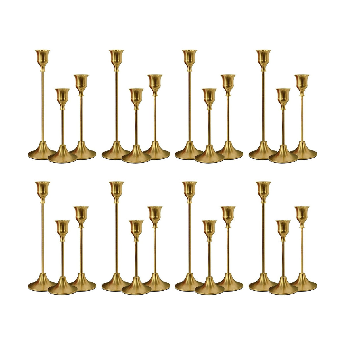 NLBTW 24 Pcs Brass Gold Candle Holder Bulks for Wedding Party Decor