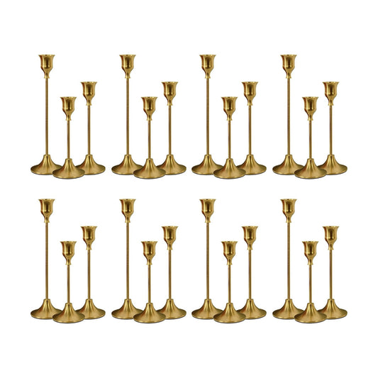 NLBTW 24 Pcs Brass Gold Candle Holder Bulks for Wedding Party Decor