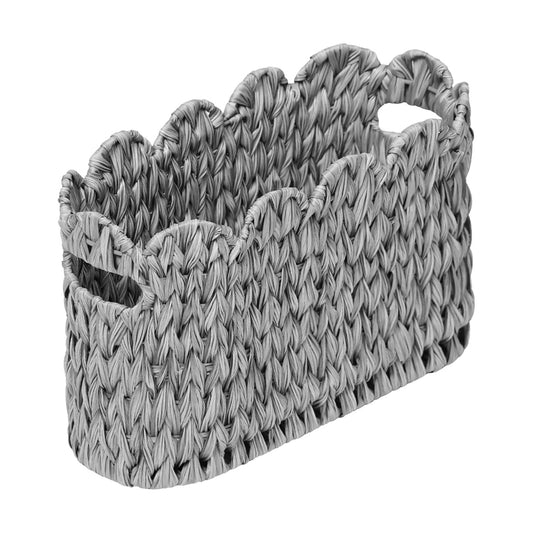 Scalloped Baskets / Toilet Paper Storage Basket / Grey
