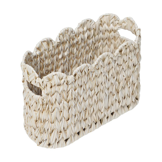 Boho Decorative Scalloped Baskets / Milky White