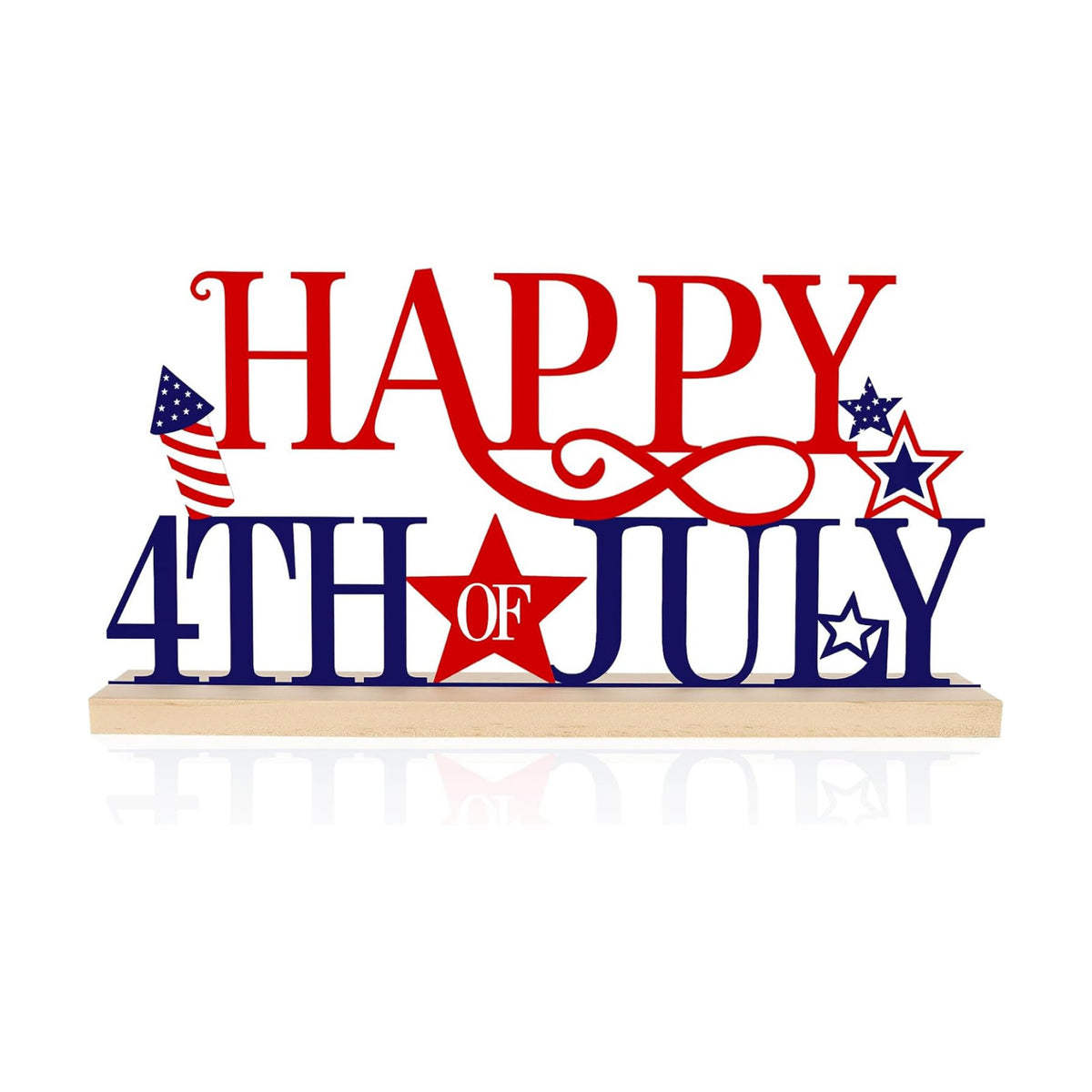 Metal Happy 4th of July Sign Decorations for Home Party Shelf Mantel