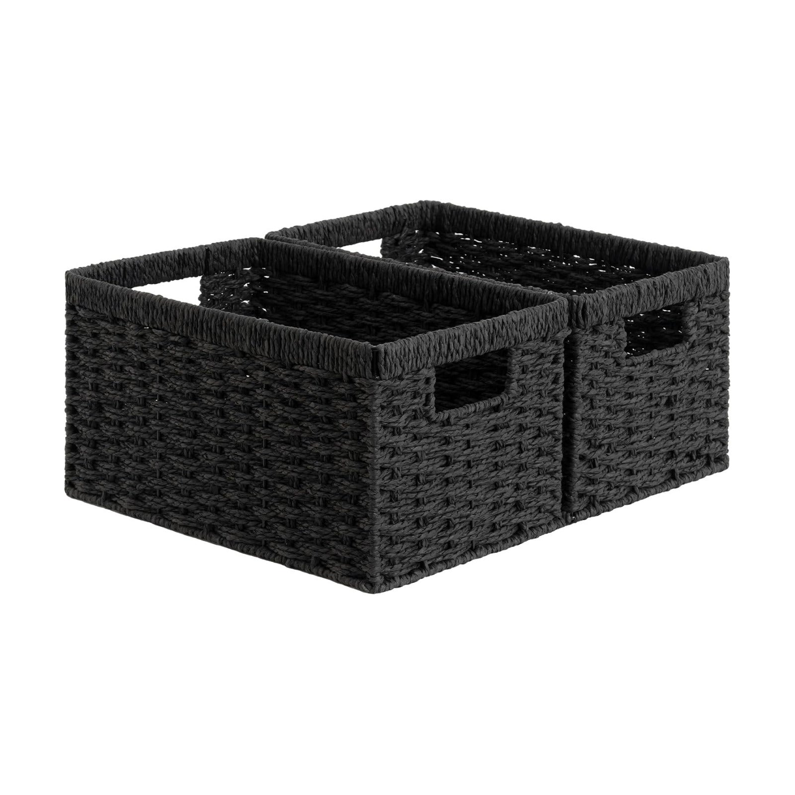 Wicker Storage Baskets for Organizing / Black / 2 x 13 / Set of 2