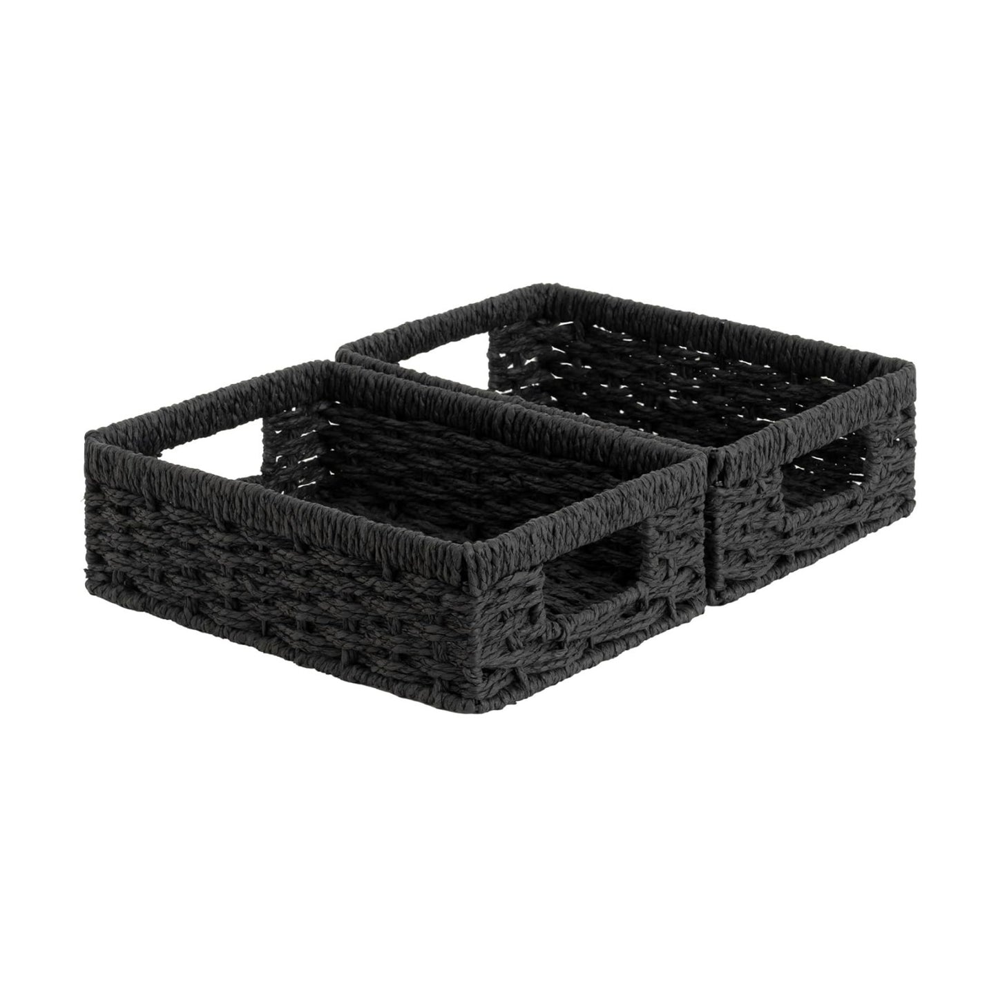 Small Wicker Basket for Organizing / Black / 2 x 11