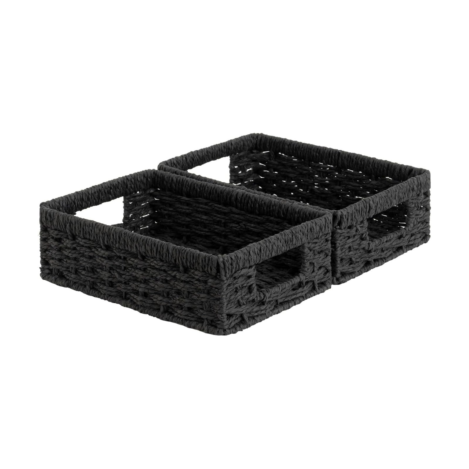 Small Wicker Basket for Organizing / Black / 2 x 11