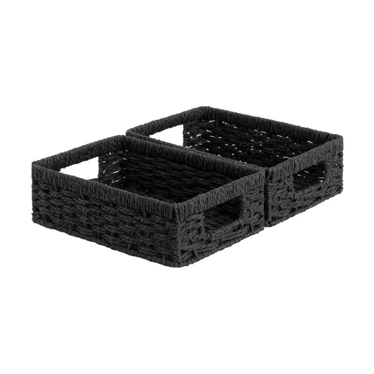Small Wicker Basket for Organizing / Black / 2 x 11