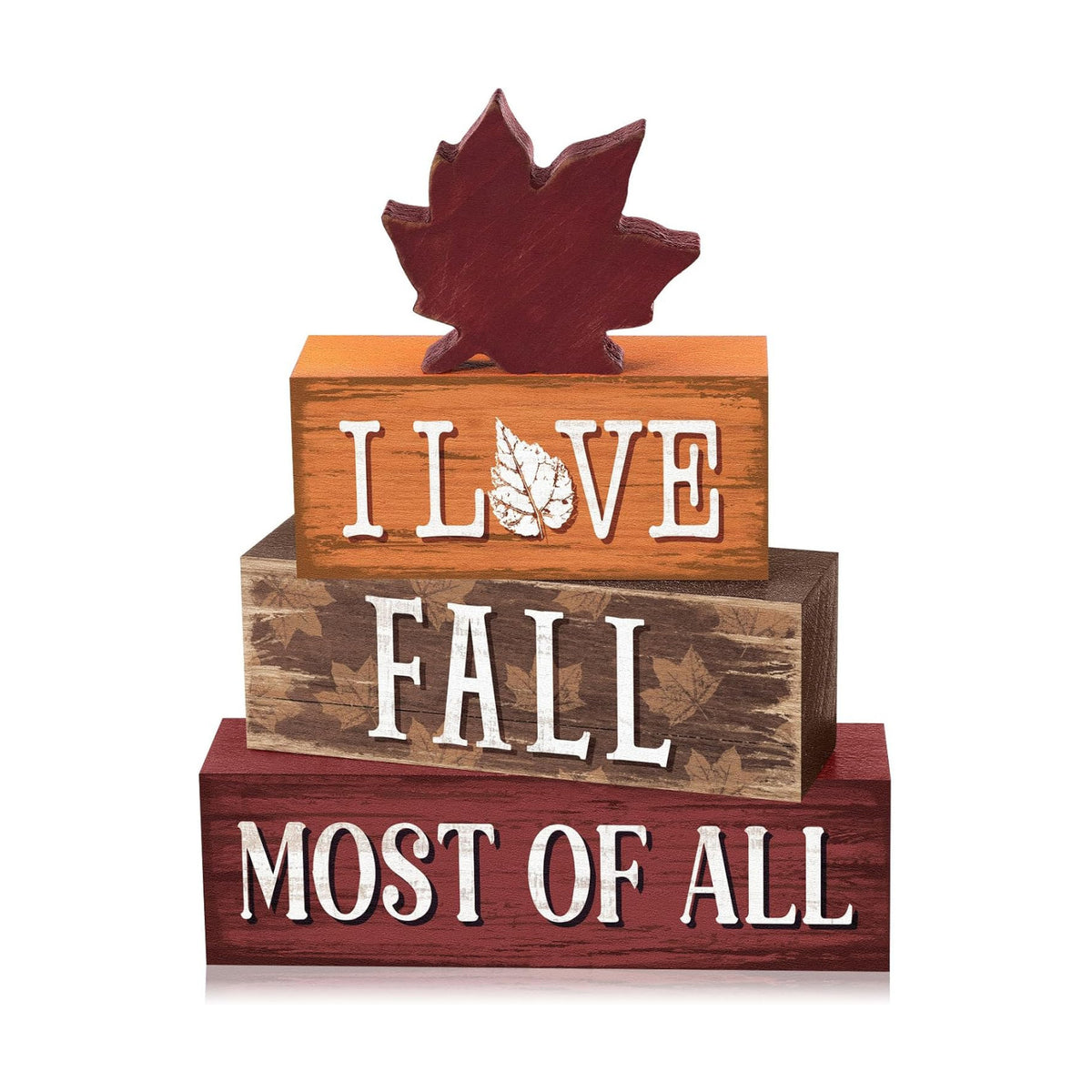 Yousoontic 4 Pcs Fall Maple Leaf Figurines Set, Rustic Farmhouse Decor