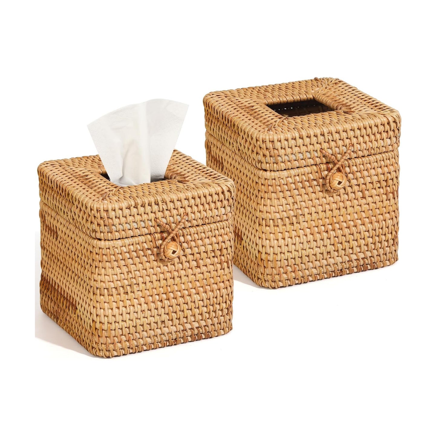 Rattan Tissue Box Cover "Rattan Square Tissue Box Cover Decorative / 5.7 x 5.7 x 5.7 / Set of 2