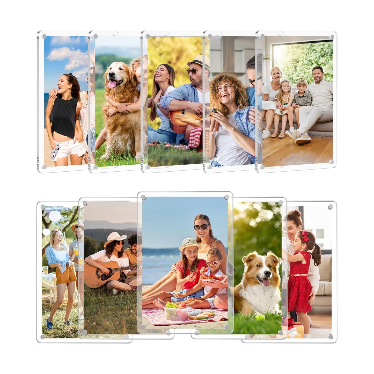 SAMYUCHO 10 Packs Acrylic 4x6 Magnetic Picture Frames for Refrigerator | Strong Magnetism, Clear Display Effect with