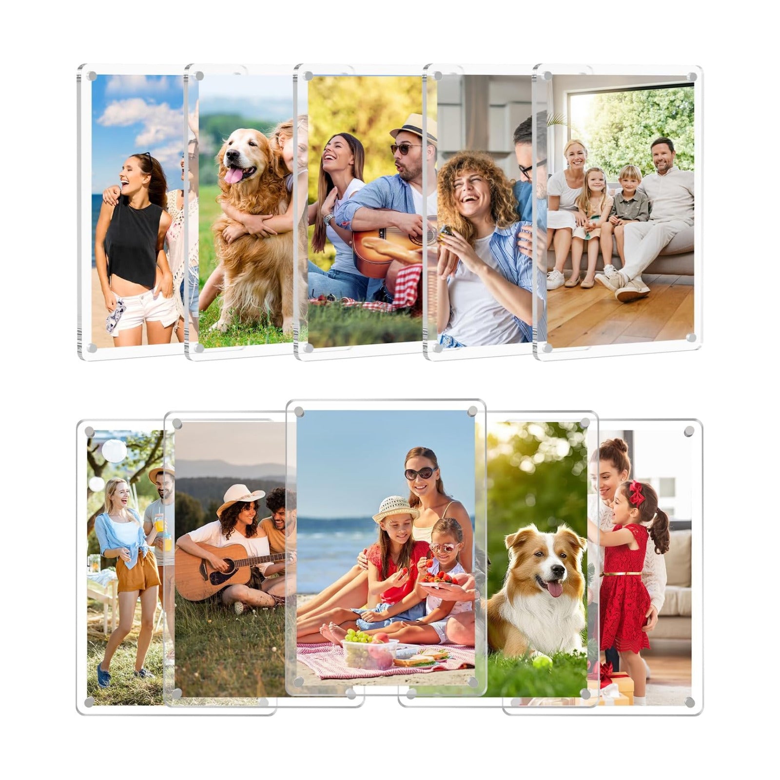 SAMYUCHO 10 Packs Acrylic 4x6 Magnetic Picture Frames for Refrigerator | Strong Magnetism, Clear Display Effect with