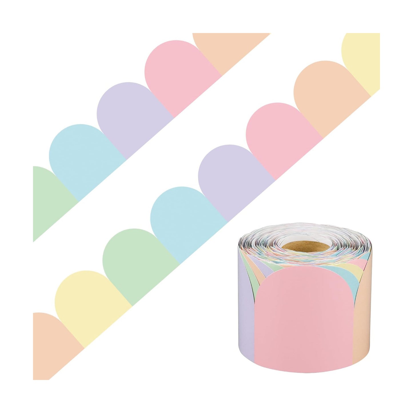 Pastel Bulletin Board Borders Colorful Scalloped Border Trim Roll Rainbow Bulletin Board / 68.9 ft