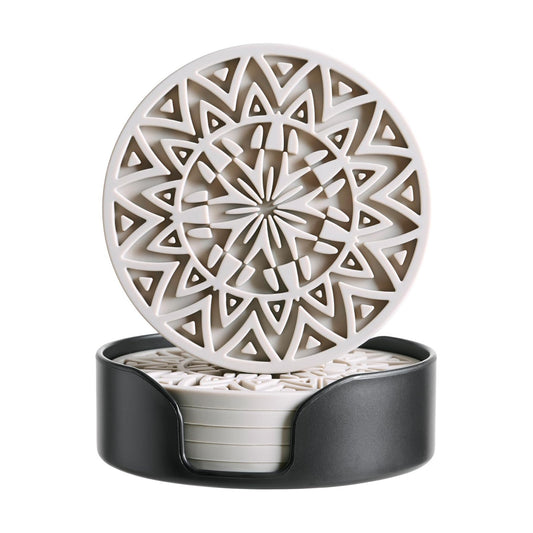 Holder / Tribal Pattern Shape / Light Taupe / Set of 6