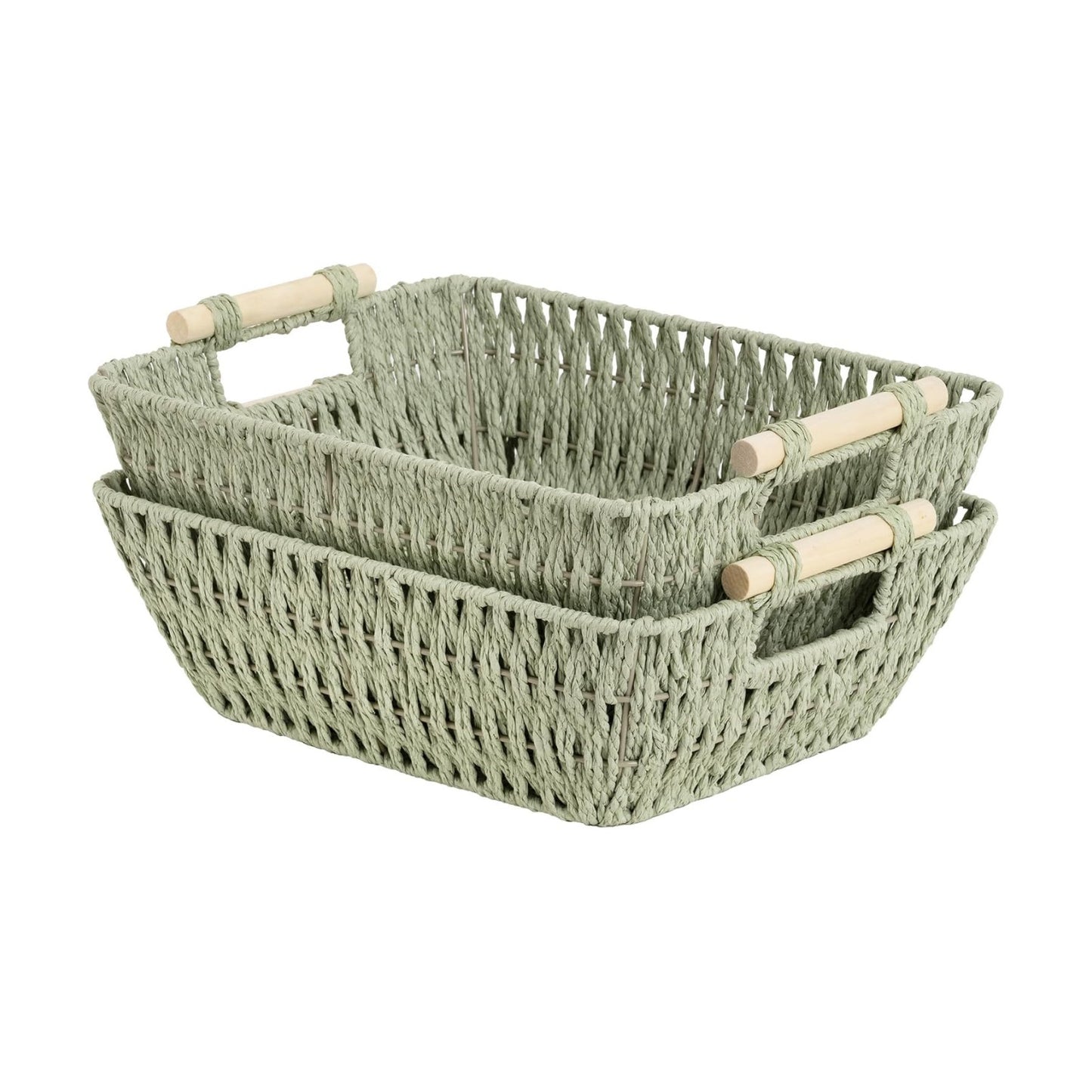 Large Wicker Storage Basket for Organizing / Bosana Green / Medium
