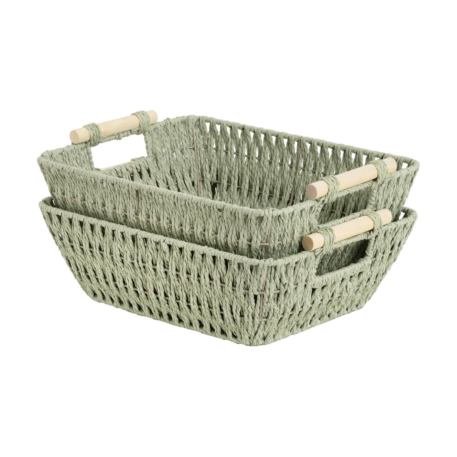 Large Wicker Storage Basket for Organizing / Bosana Green / Medium