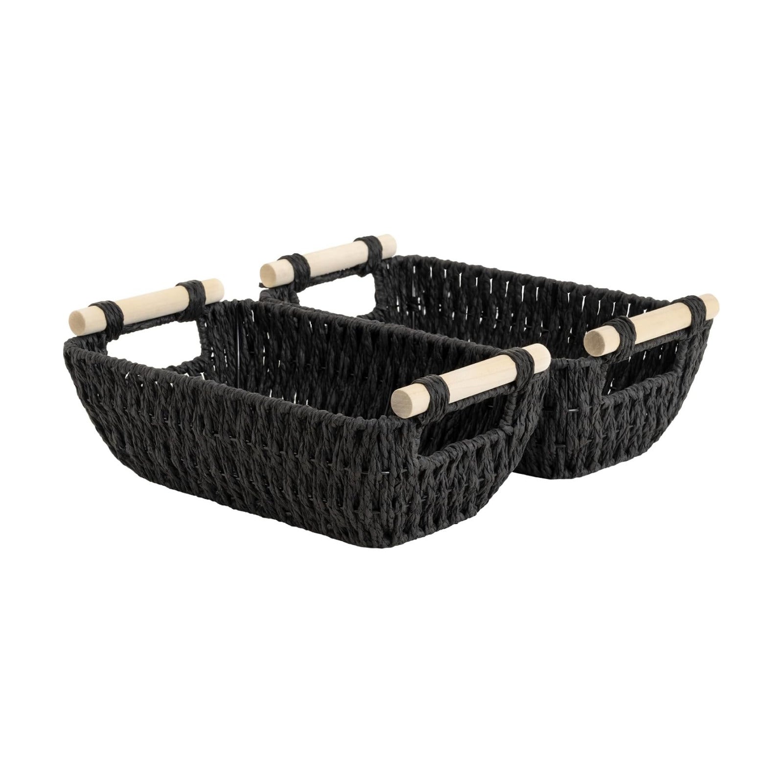 Woven Basket / Wicker Storage Basket for Organizing / Black / Small