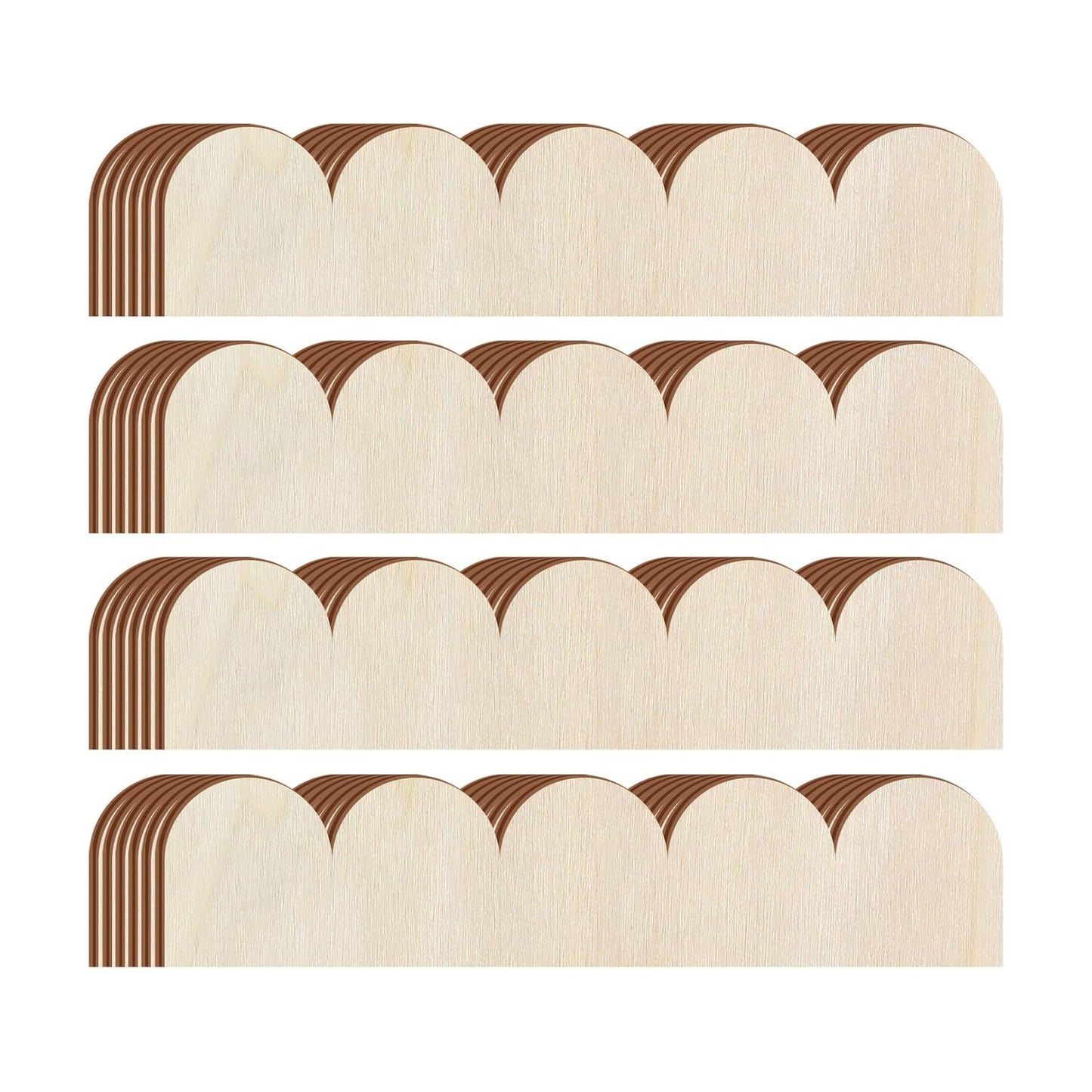 Unfinished Scalloped Decorative Wood Trim Scalloped Edge Decorative Wood / 15.75 x 3.54 / Set of 24