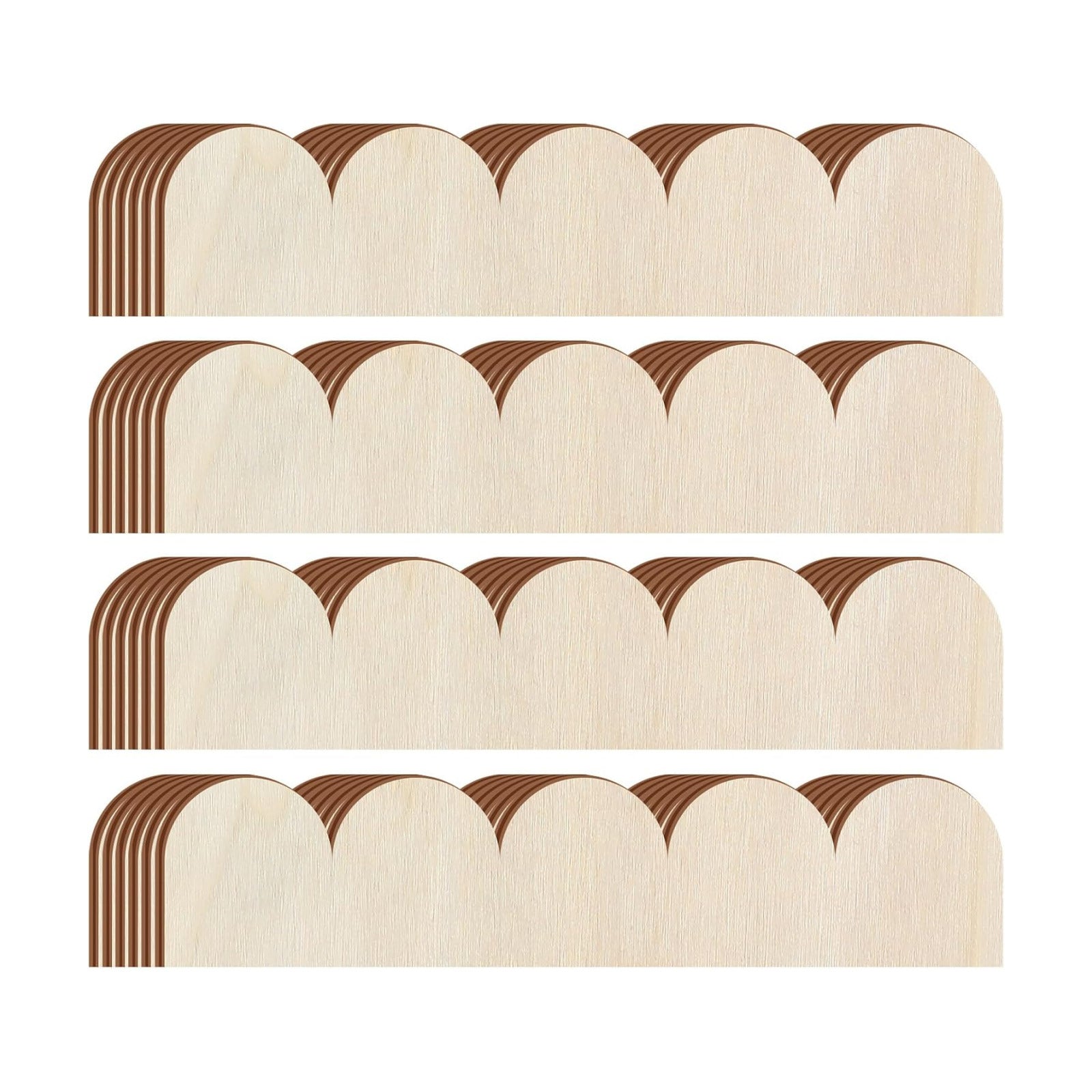 Unfinished Scalloped Decorative Wood Trim Scalloped Edge Decorative Wood / 15.75 x 3.54 / Set of 24