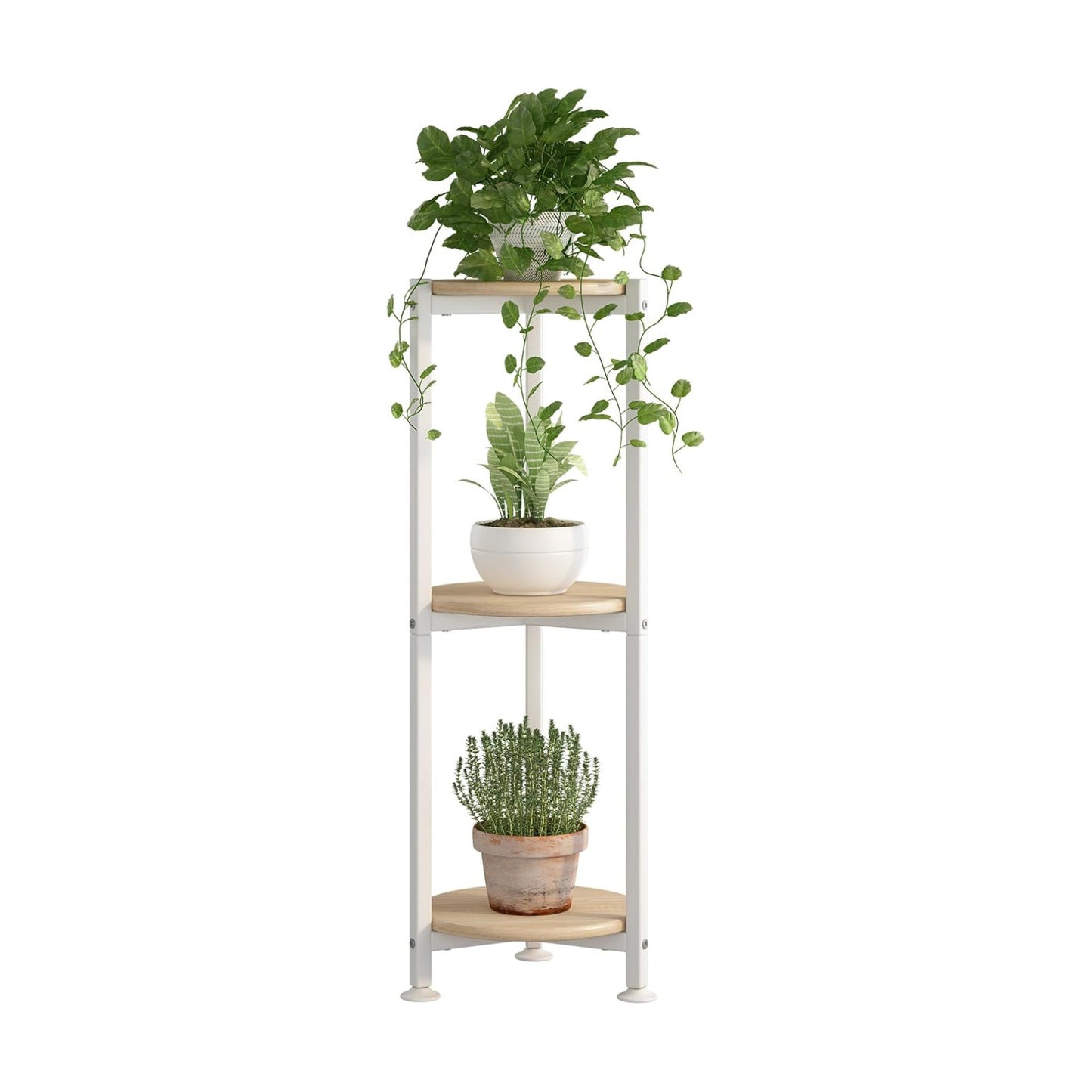 3 Tier Plant Stand Indoor Corner Tall Round Shape Plant Shelf | Modern Metal MDF board Flower Storage,Suitable tight
