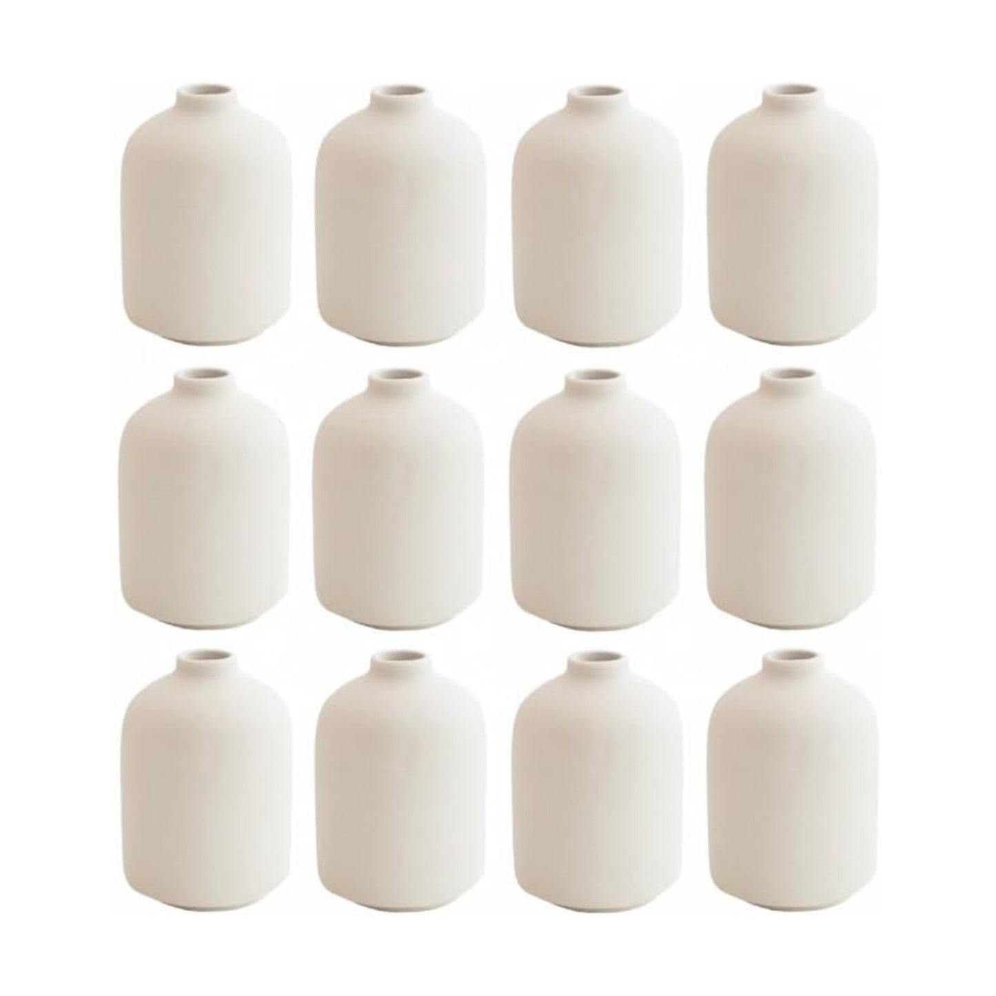 Modern White Small Ceramic Vase / White - Style 5 / Set of 12