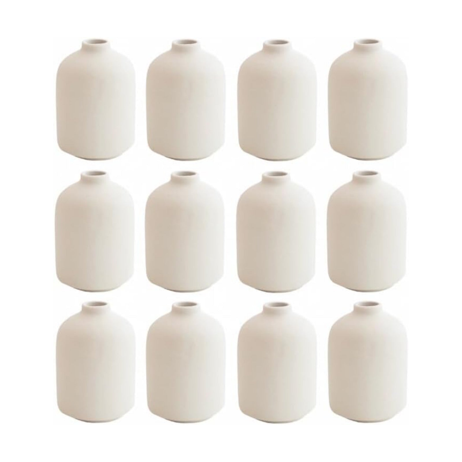 Modern White Small Ceramic Vase / White - Style 5 / Set of 12