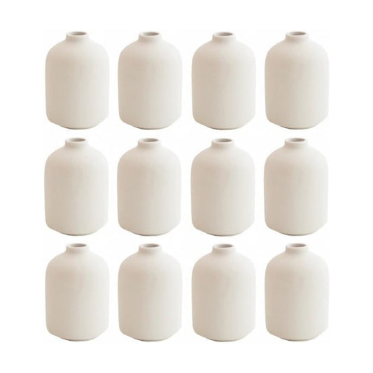 Modern White Small Ceramic Vase / White - Style 5 / Set of 12