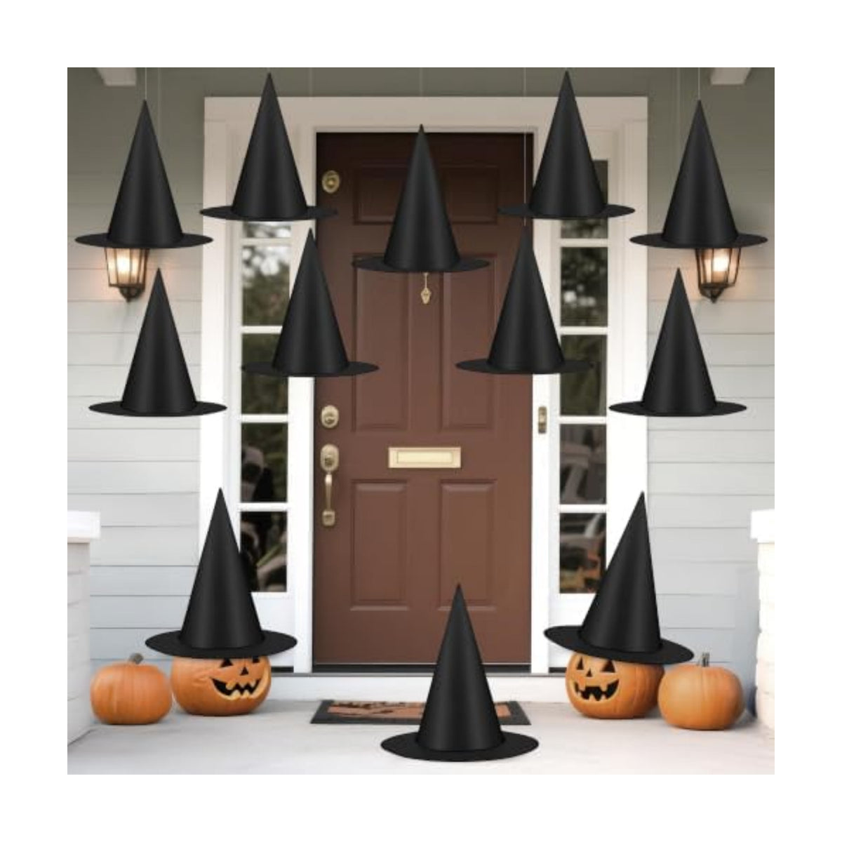 Luces 24 PCS Witches Hats Halloween Decor, Thick Hanging Witch Front Porch