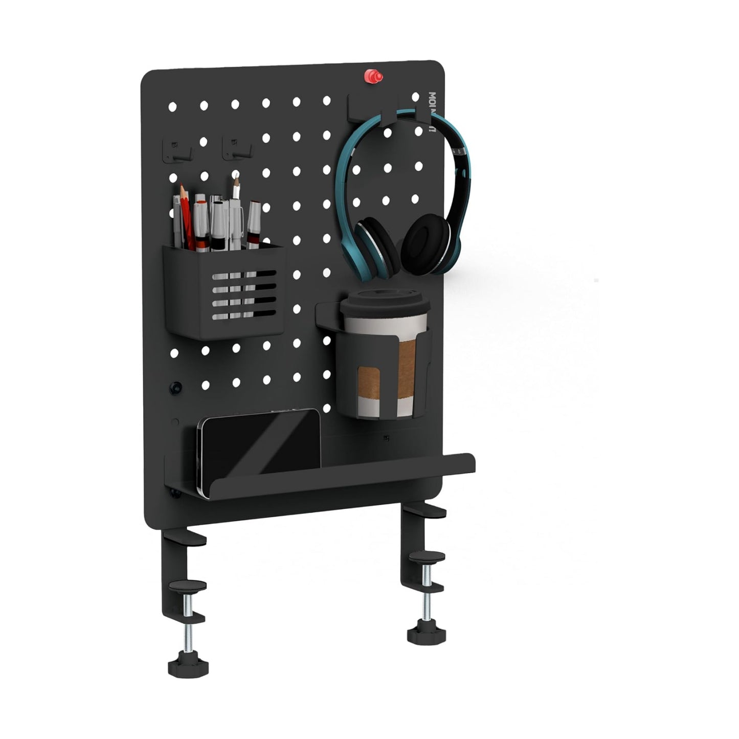 Mount-It! Clamp-On Magnetic Pegboard Organizer, 16.5x15.9 | No-drill desktop storage with 7 accessories, vertical or