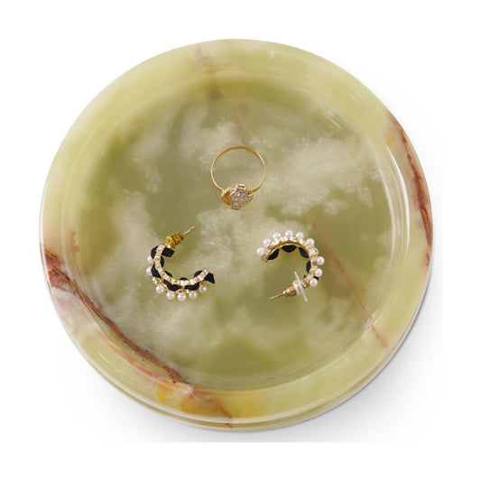 Key Tray / Candle & Trinket Dish / Green Onyx / 5 Inch