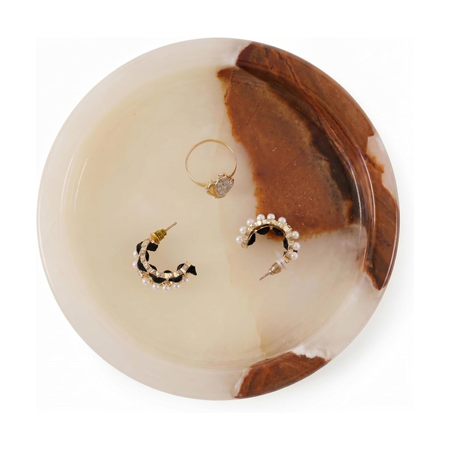 Key Tray / Candle & Trinket Dish / Cream Onyx / 5 Inch
