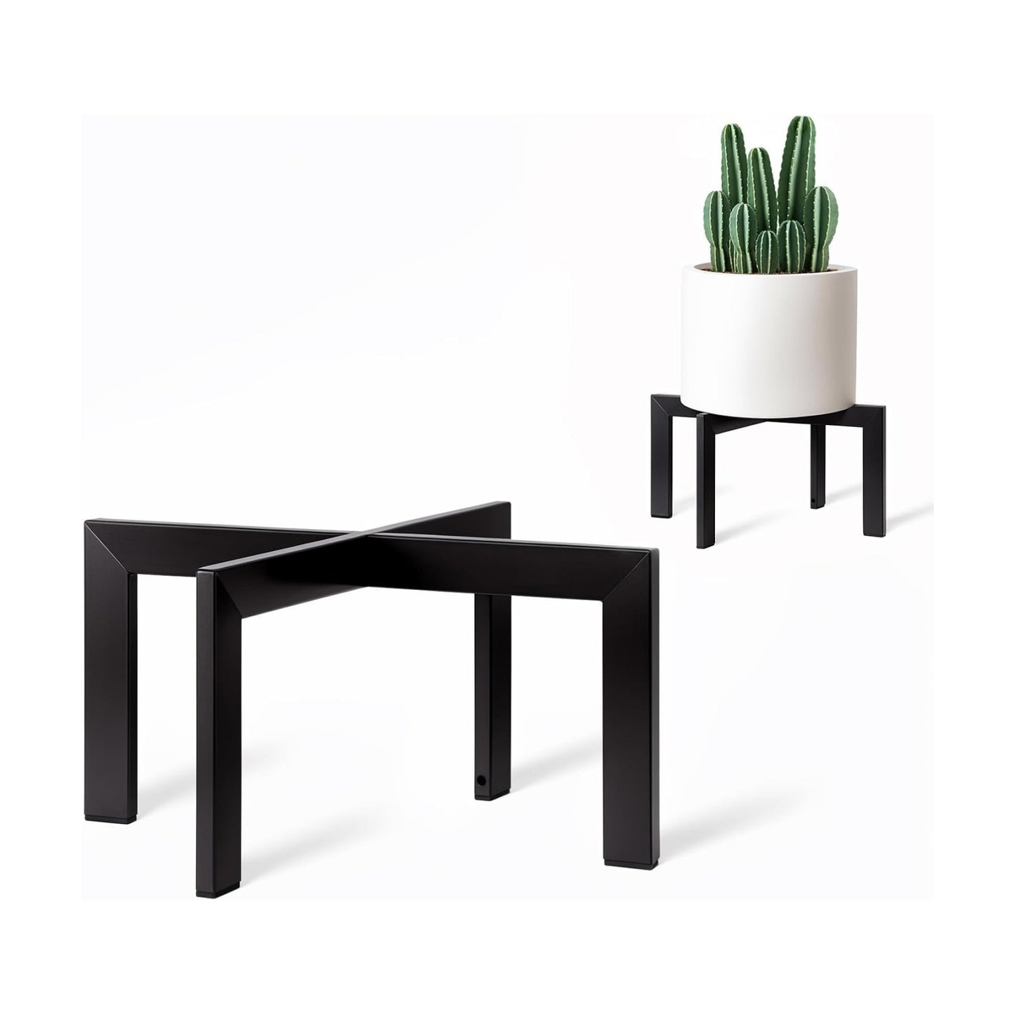 4 Pack Plant Stand Indoor Outdoor,Metal Mid-Century Pot Stand,Modern Plant Holder Rattan Flower Plant Stool,Low Short