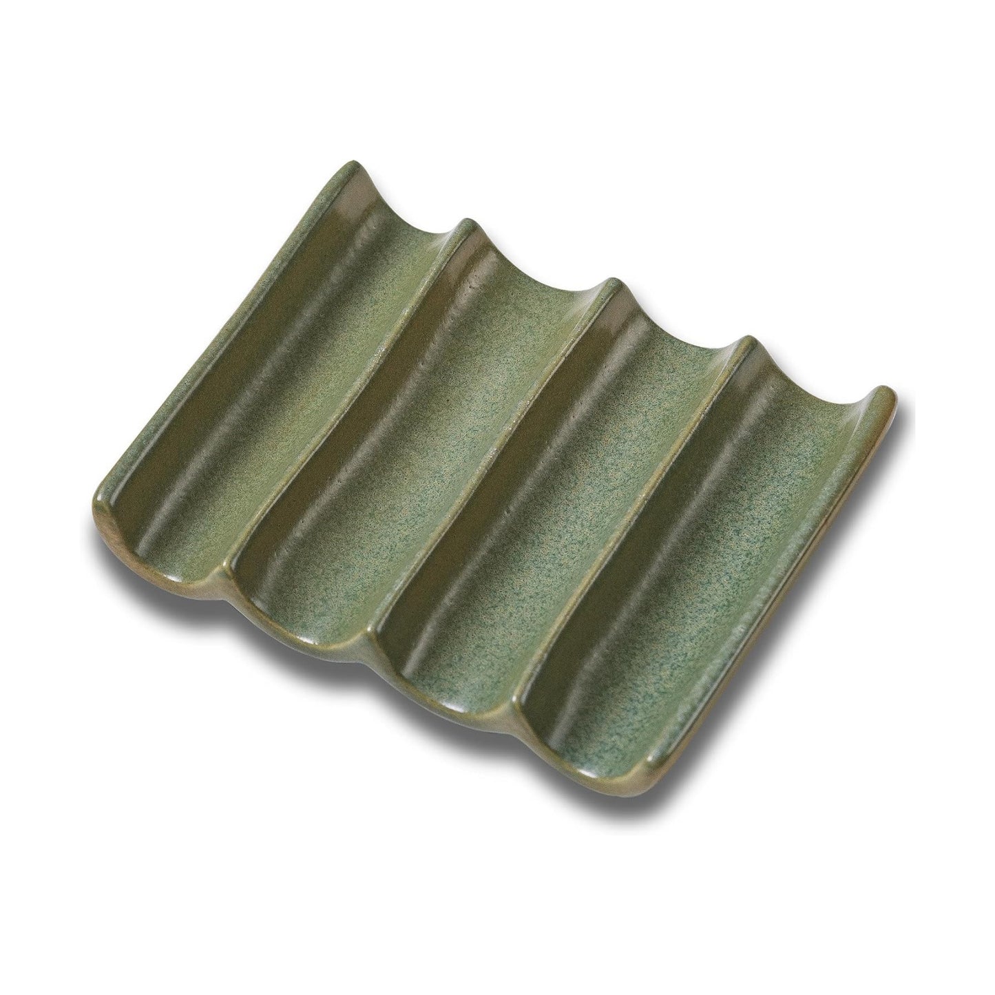 Draining Bar Soap Holder Tray / Ceramic Soap Dish Green