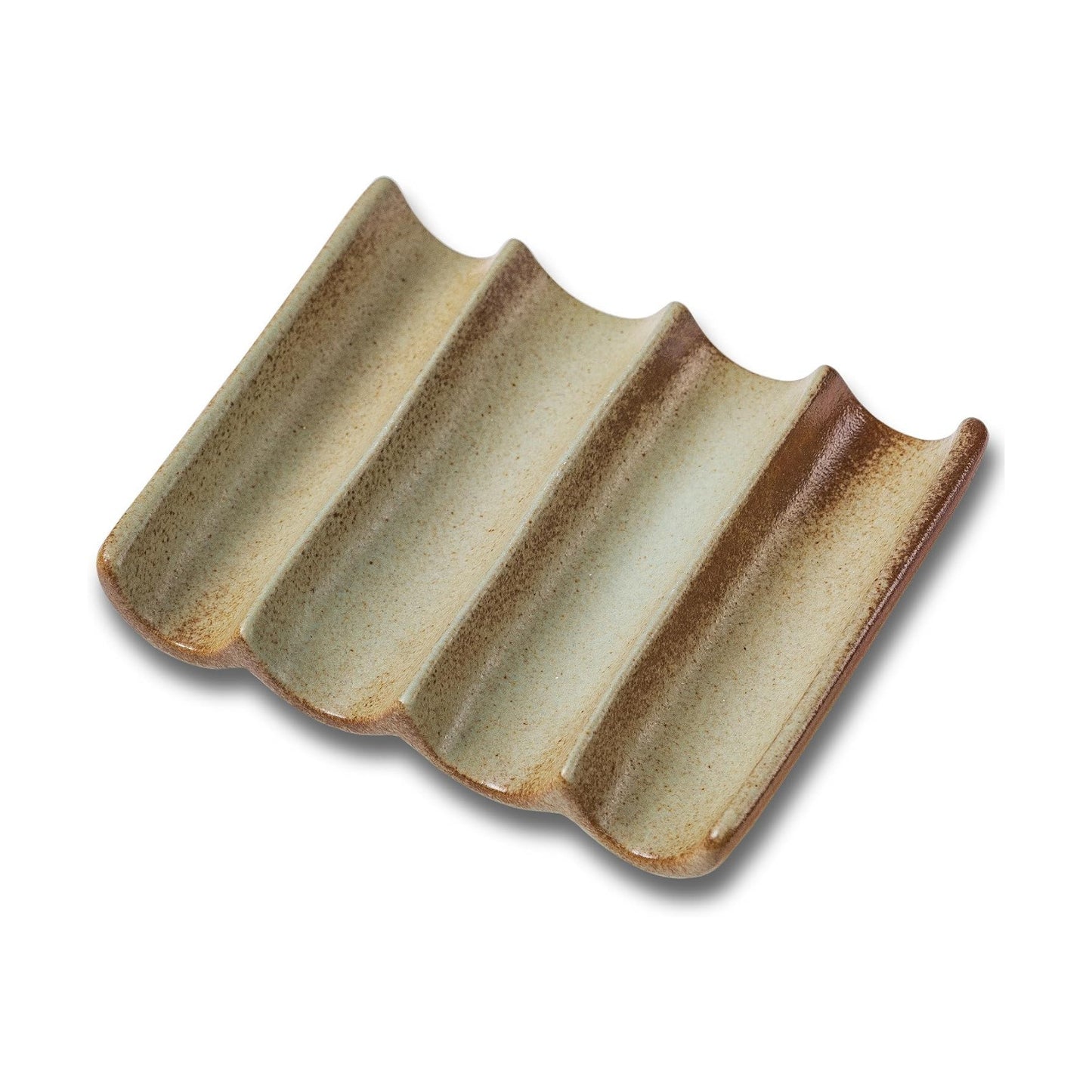 Ceramic Soap Bar Holder Tray for Shower Decorative Square Soap Saver / Soap Dish Rust Green