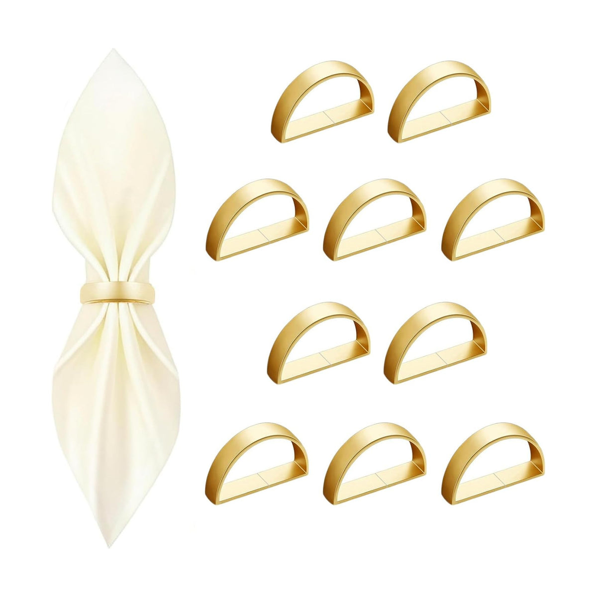 10 Pcs Gold Napkin Rings - Metal Napkin Ring(Semicircle)