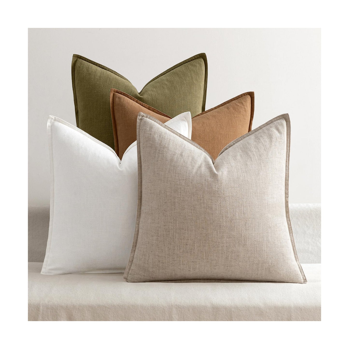 Linen Pillow Covers Decorative Natural Solid Throw Pillow Covers Soft / 18 x 18 / Brown / Set of 4