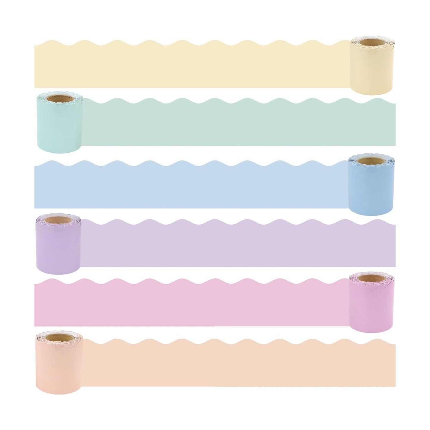 Rainbow Classroom Borders Scalloped Trim Pastel Bulletin Board Decorations / Pastel Rainbow / 216 ft