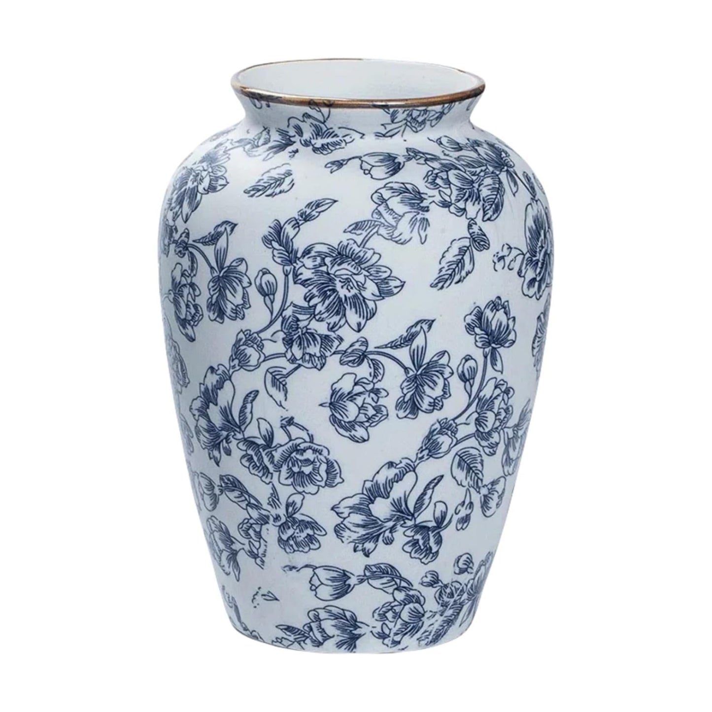 Vintage Ceramic vase / Blue and White / 9 Inch
