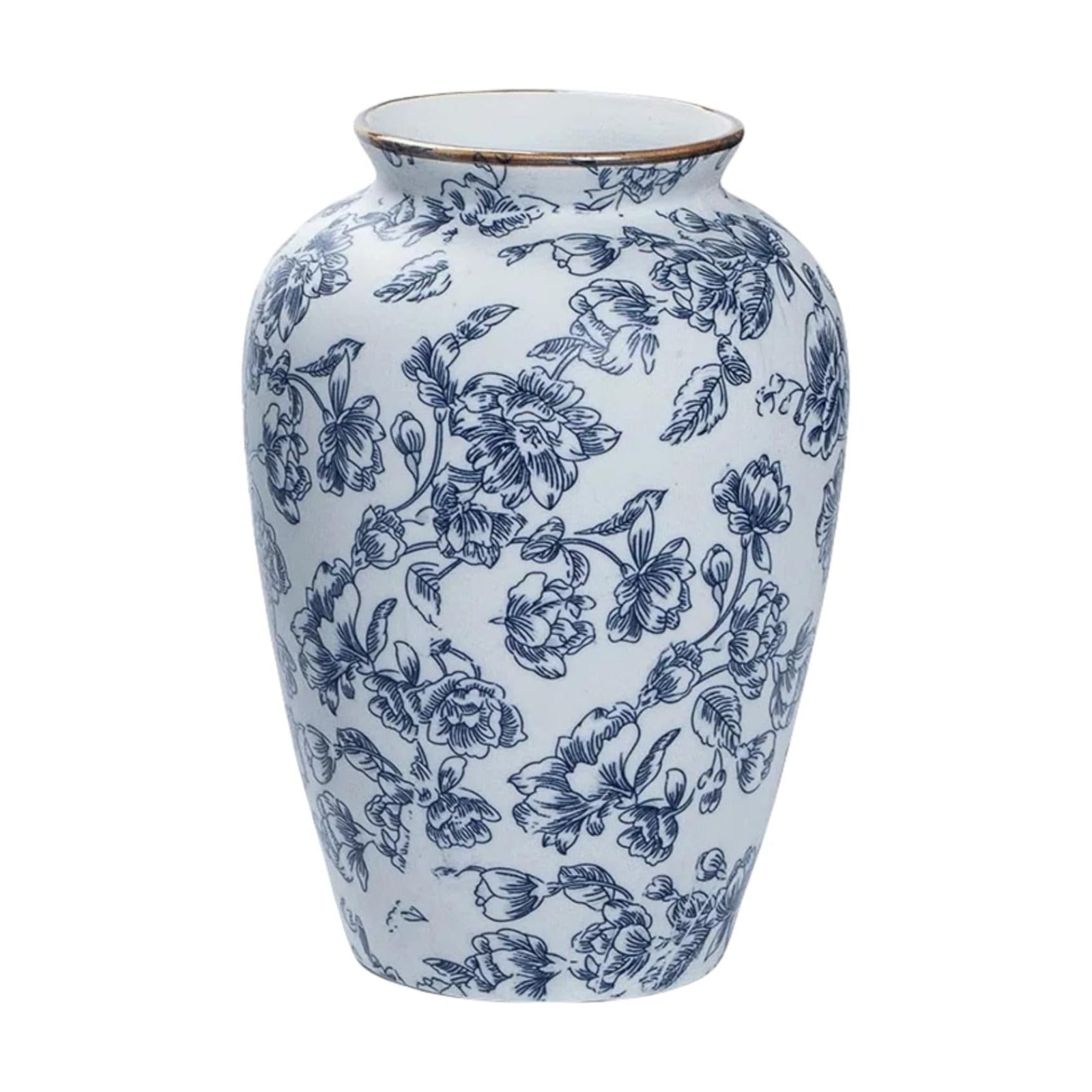 Vintage Ceramic vase / Blue and White / 9 Inch