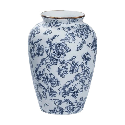 Vintage Ceramic vase / Blue and White / 9 Inch