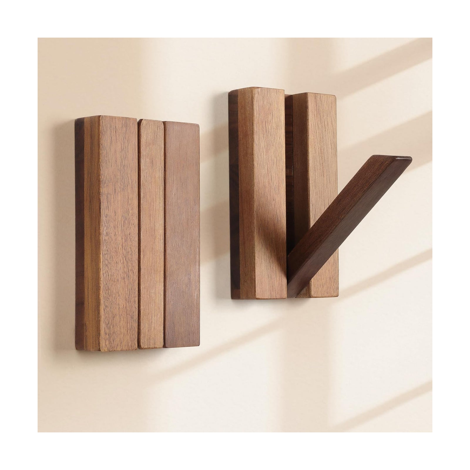 Wood Wall Hooks / Brown Color / Set of 2