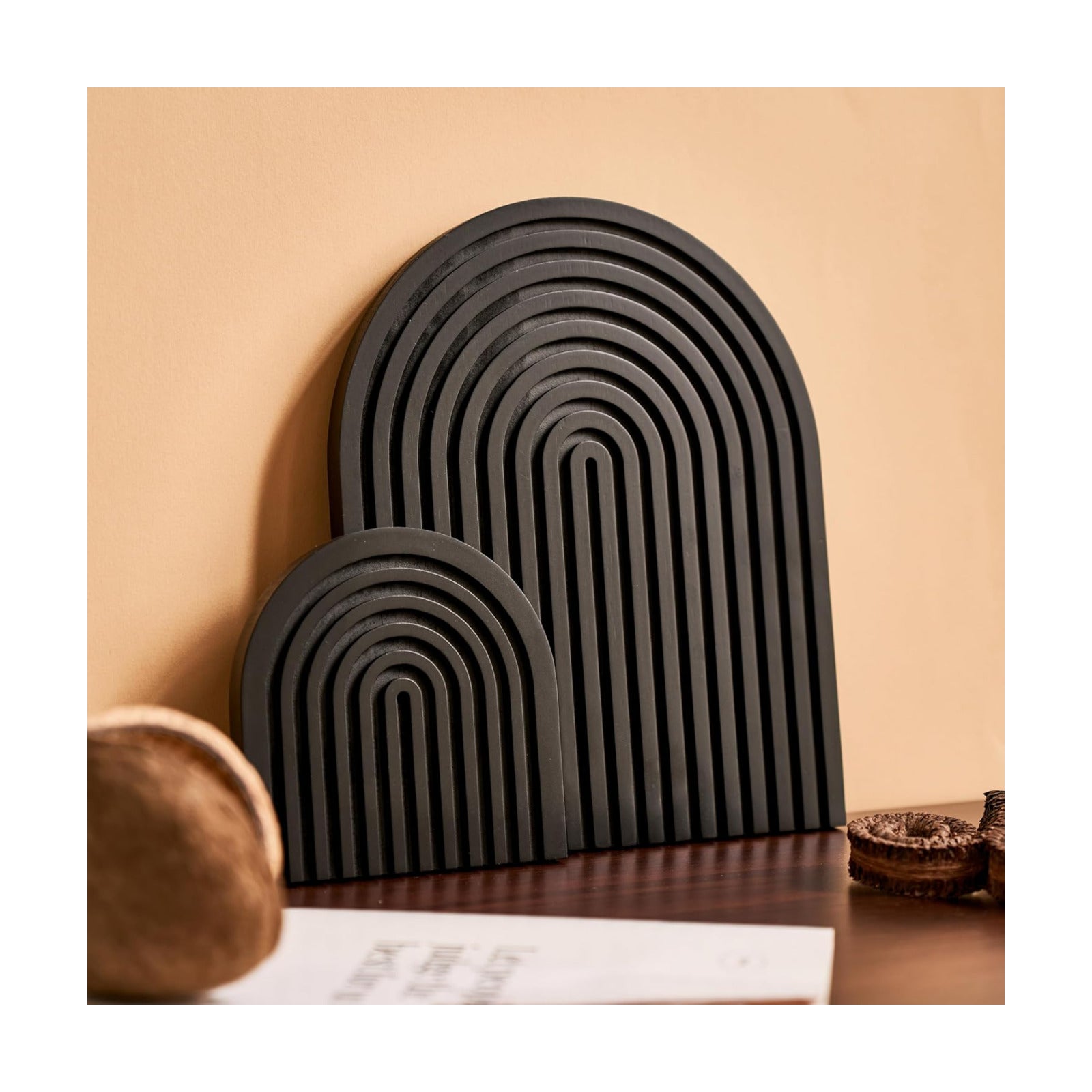 Wooden Arch Boho Decor / Black / Set of 2