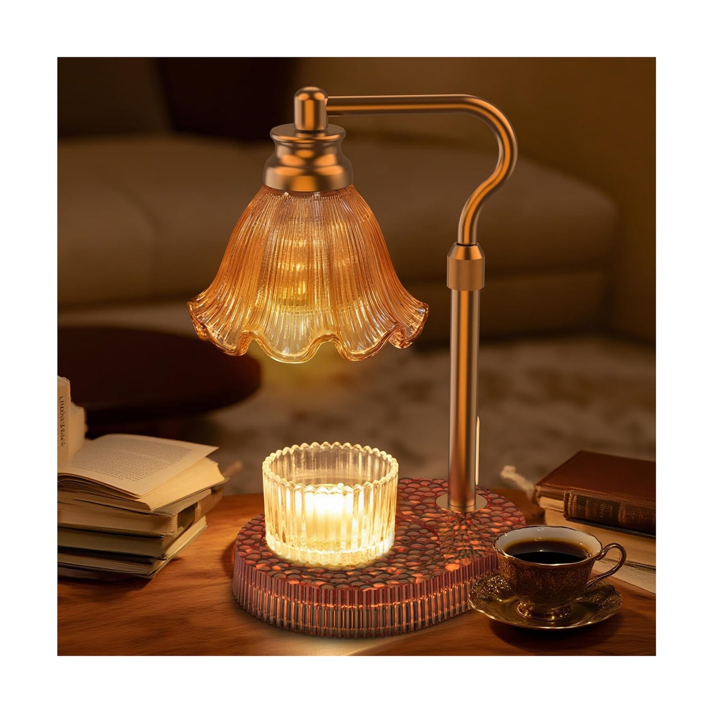 Flower Candle Warmer Lamp with Timer & 4-Level Dimmer, Adjustable Height