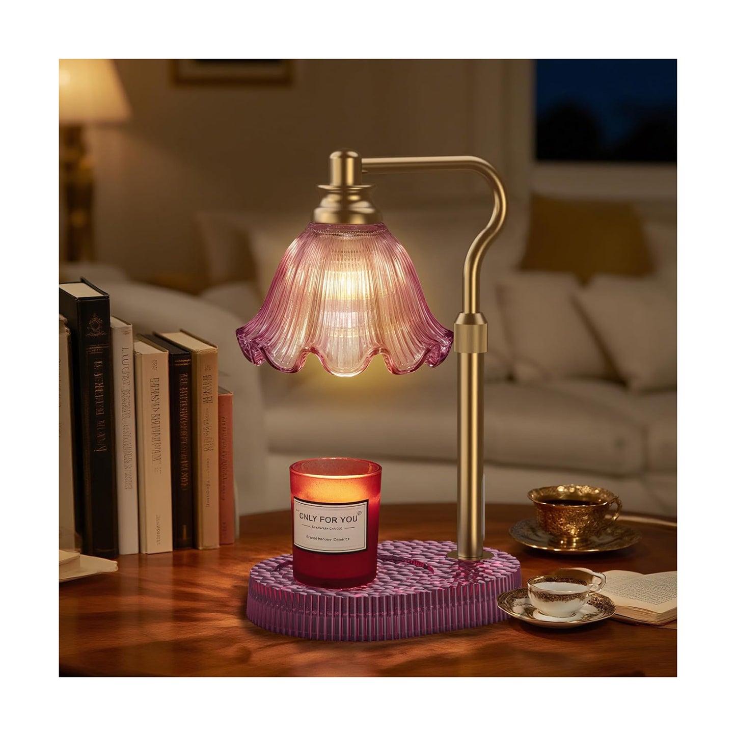 Flower Candle Warmer Lamp with Timer & 4-Level Dimmer, Adjustable Height