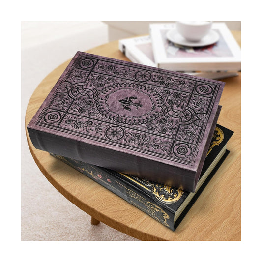 Leather Book Shaped Box Decorative Storage / Classical Violet