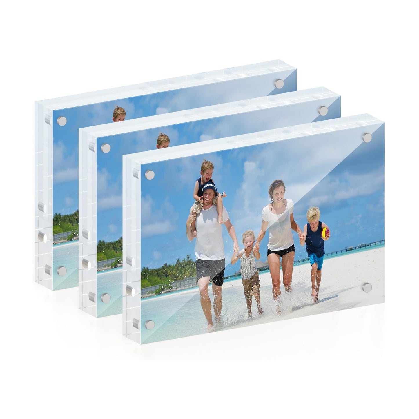 ATZYmolin 3 Pack 4x6 Acrylic Picture Frame, Magnetic Double Sided | Magnetic Double Sided Display, 20% Thicker